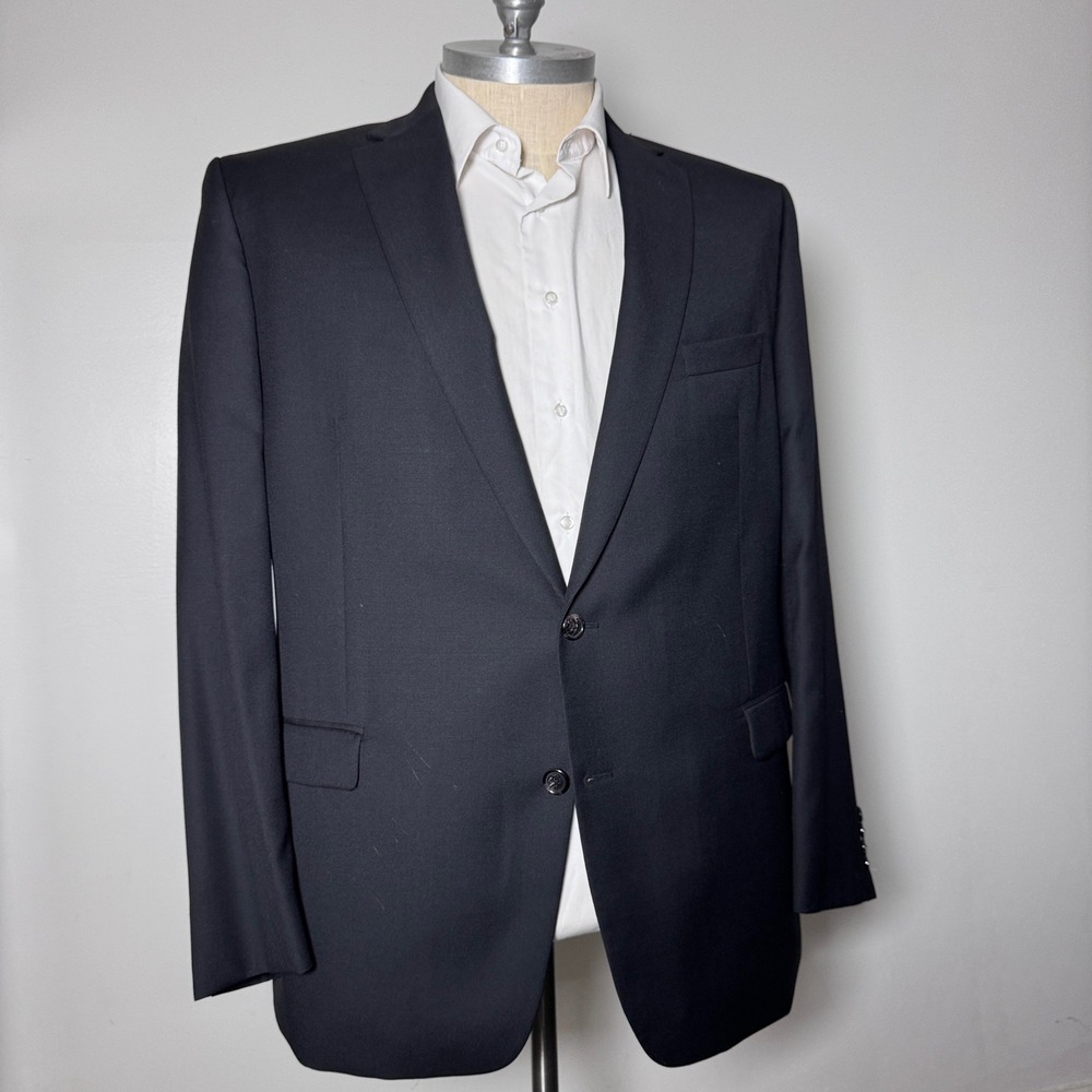 Lauren Ralph Lauren Blazer Mens 48L Black‎ Solid Wool Blend Two Button Jacket